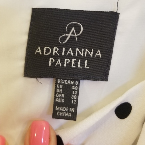 Adriana Papell short sleeve ruched polka dot dress - Picture 5 of 5